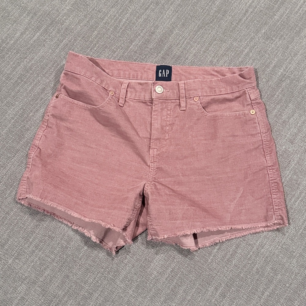 Gap Womens Pink Corduroy Raw Hem Shorts Dusty Rose Mid Rise Size 6